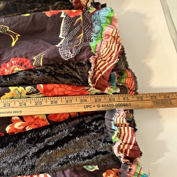 Womens Y2K Velvet Maxi Skirt Large Brown Floral Full Julie G Festival Paneled - Picture 6 of 7